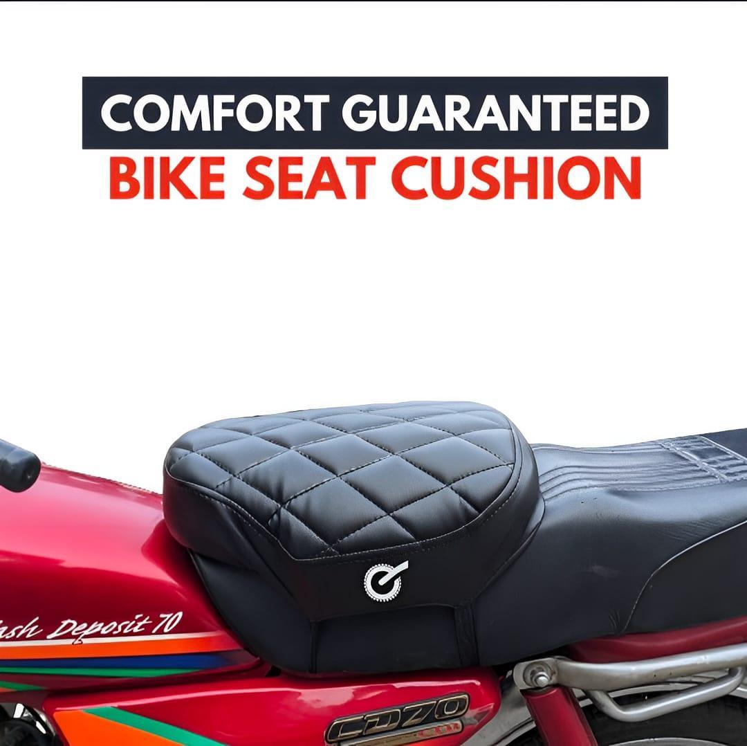 Black Quilted Bike Seat Cushion for Pakistani Riders
