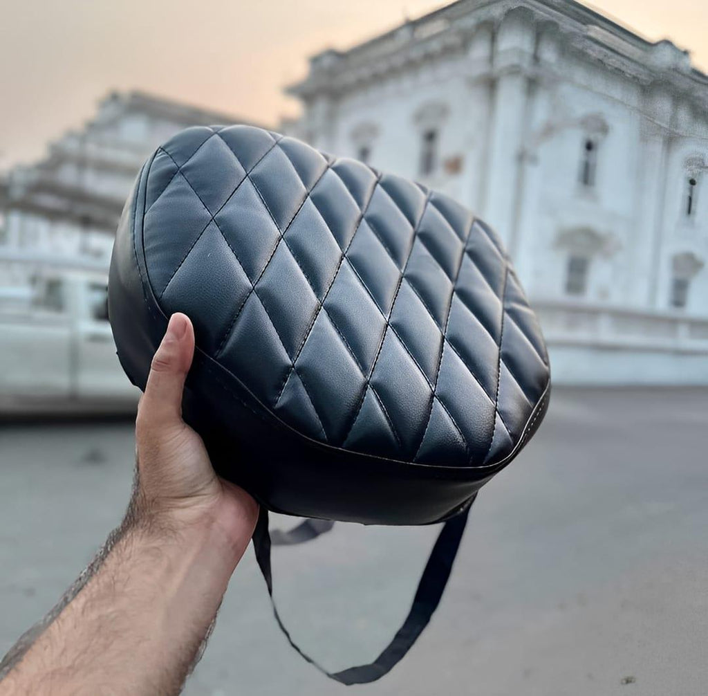 Black Quilted Bike Seat Cushion for Pakistani Riders