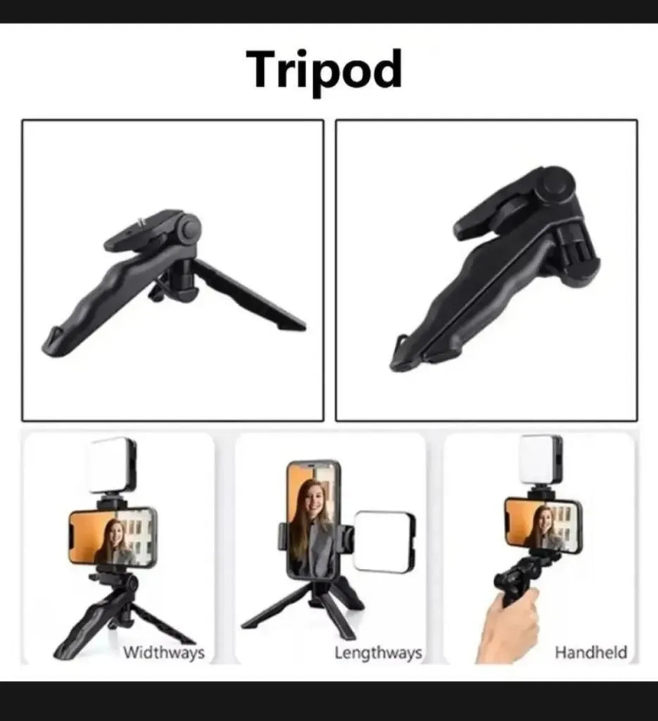 AY-49 Vlogger Kit with Mic Light Tripod Remote Black
