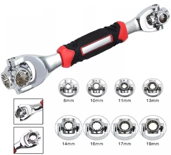 Stainless Steel Wrench Red Black Ergonomic Handle