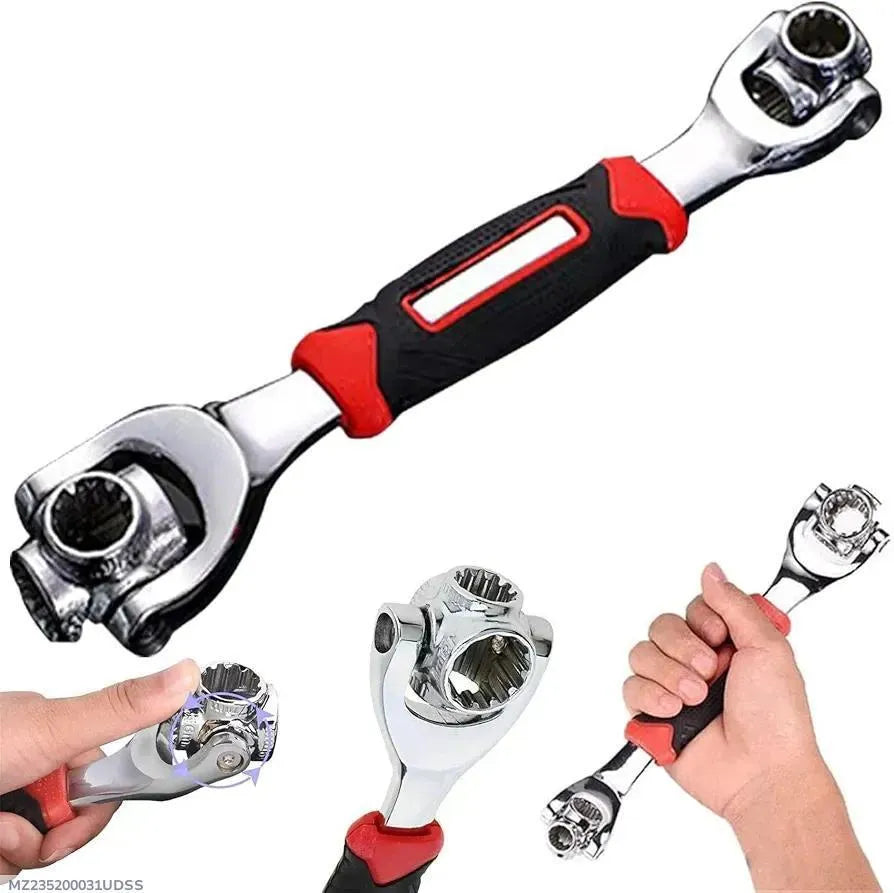 Stainless Steel Wrench Red Black Ergonomic Handle