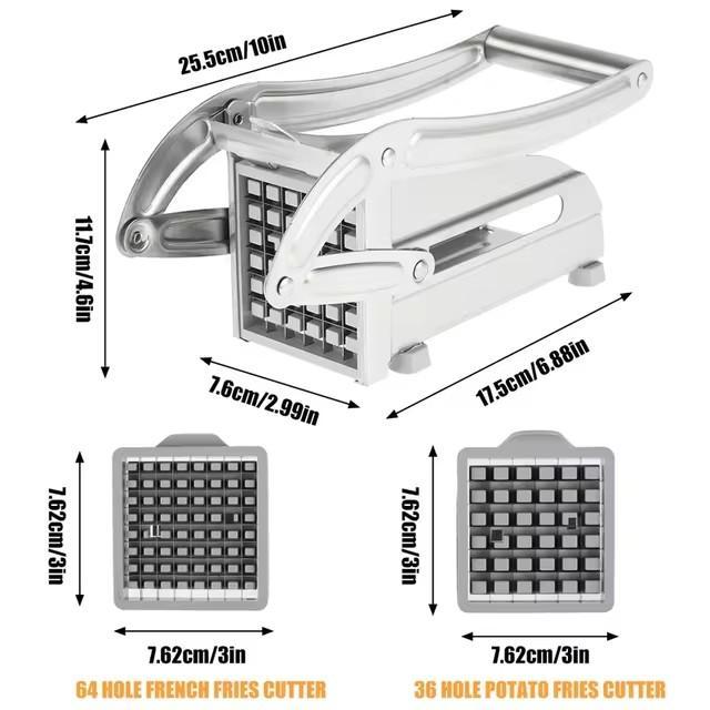 Stainless Steel Potato Fry Cutter 7.5cm Easy Clean Durable