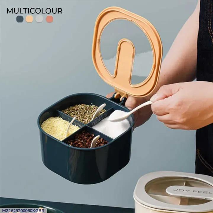Stylish 4-Compartment Spice Box for Pakistani Kitchens