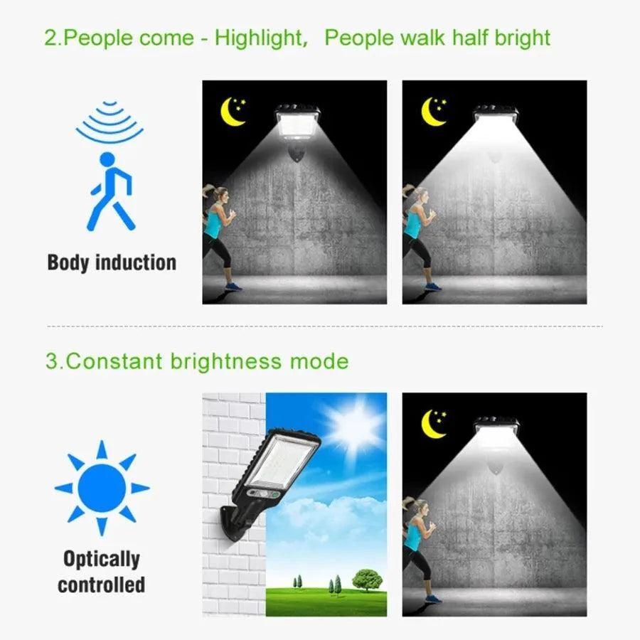 Solar Street Lamp Motion Sensor Black ABS 3 Modes