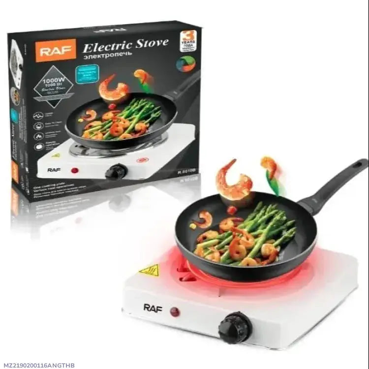 Electric Stove 1000W Stainless Steel White Compact