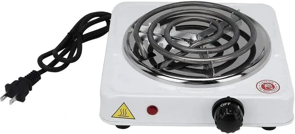 Electric Stove 1000W Stainless Steel White Compact