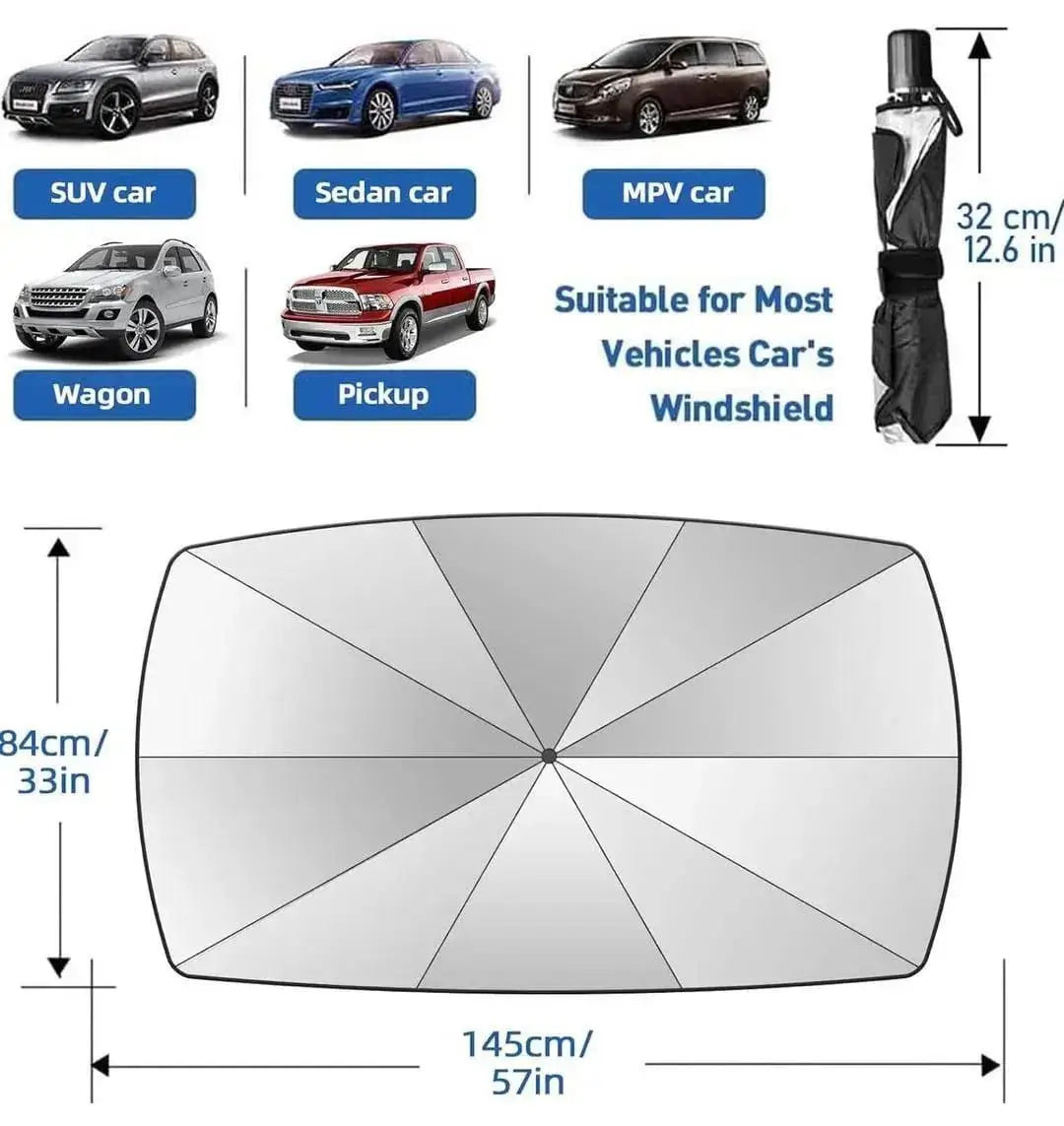 Car Windshield Umbrella Black Durable Weather Resistant