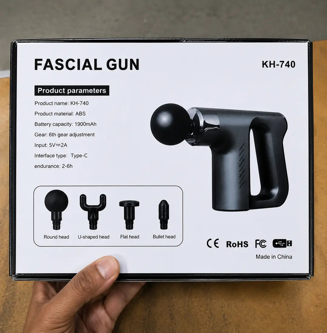 KH-740 Fascia Gun Portable Deep Tissue Massage Gun | Rechargeable Muscle Massager with Multiple Speed Levels