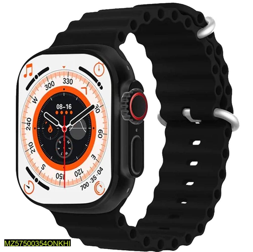 Smartwatch T800 Ultra Series 8 Black Orange Rubber Strap