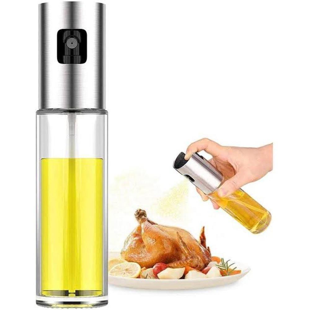 Glass Oil Spray Bottle 7.1" White Non-Slip Grip