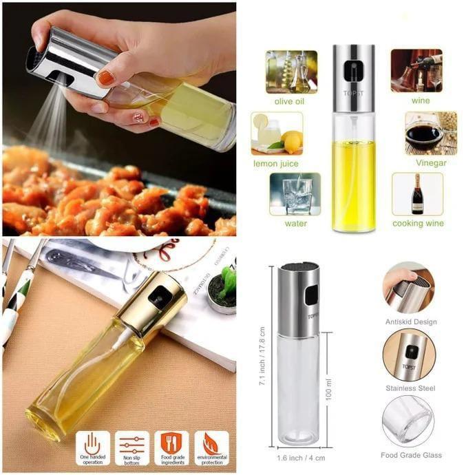 Glass Oil Spray Bottle 7.1" White Non-Slip Grip