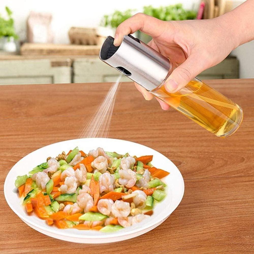 Glass Oil Spray Bottle 7.1" White Non-Slip Grip