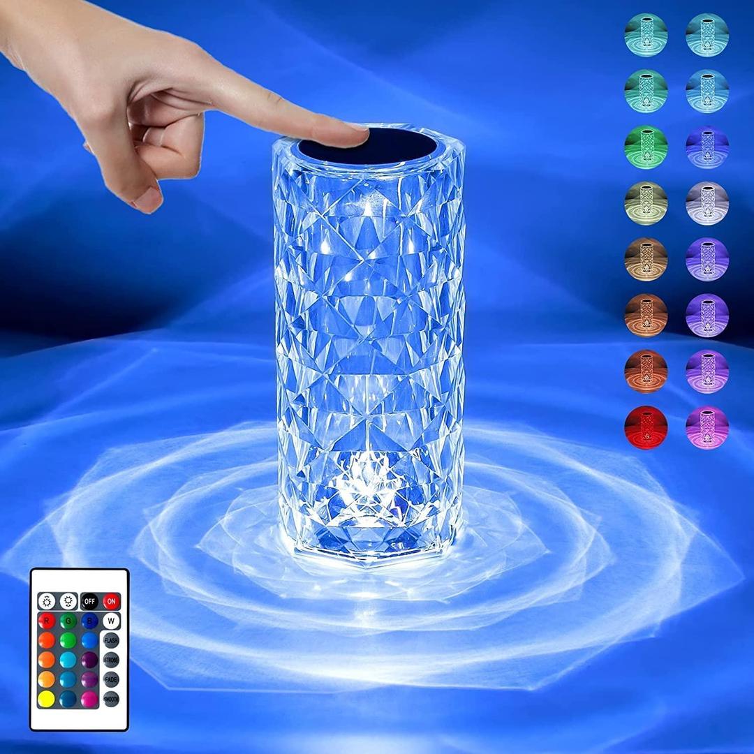 Rechargeable Table Lamp 16 Colors Remote Control White ABS