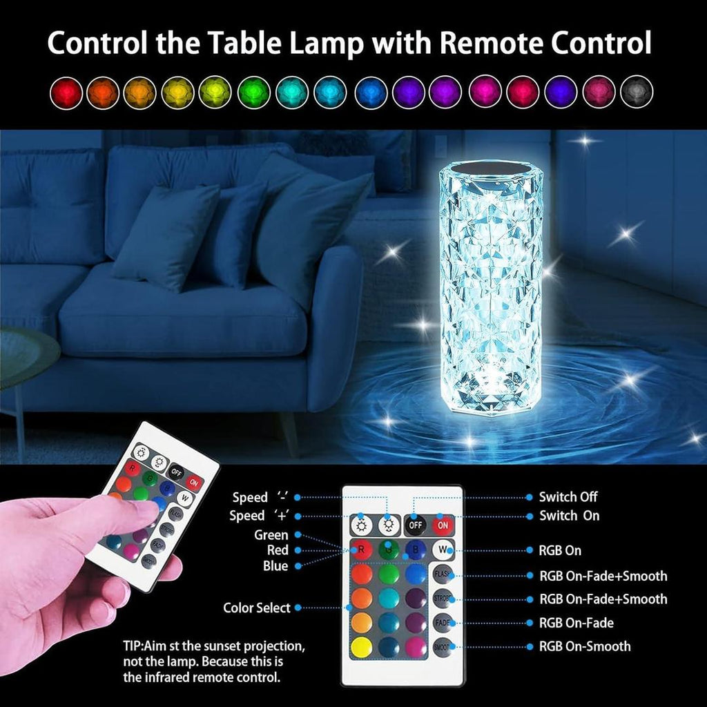 Rechargeable Table Lamp 16 Colors Remote Control White ABS