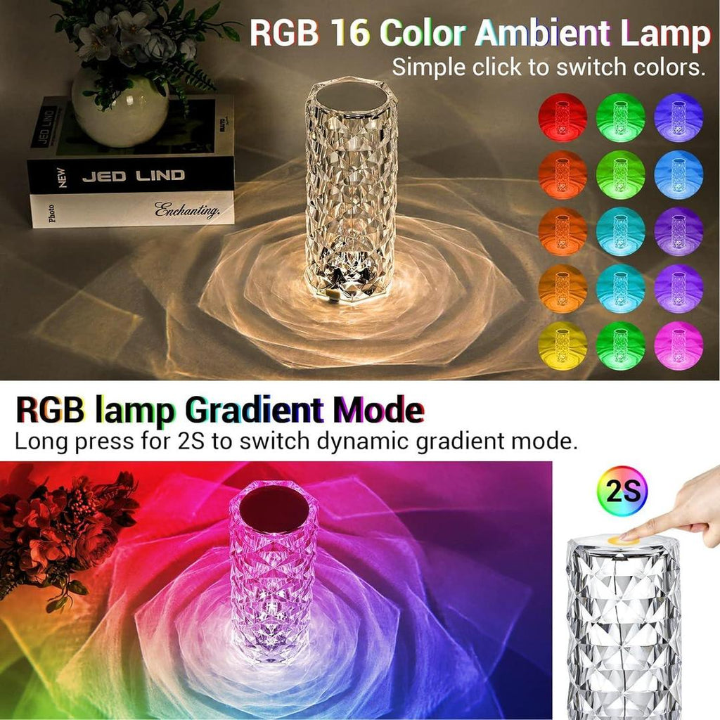 Rechargeable Table Lamp 16 Colors Remote Control White ABS
