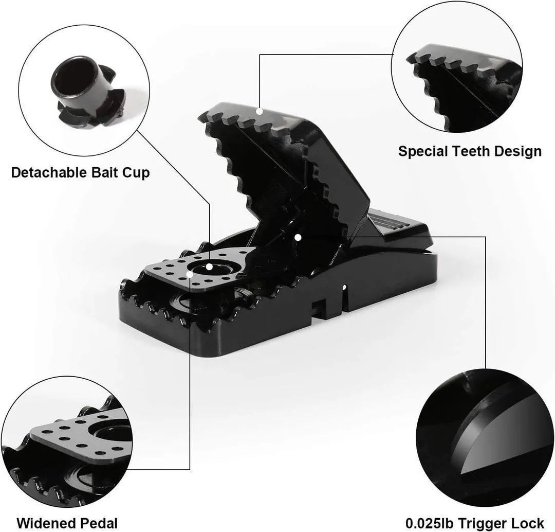 Black Reusable Mouse Trap ABS Plastic Easy Setup
