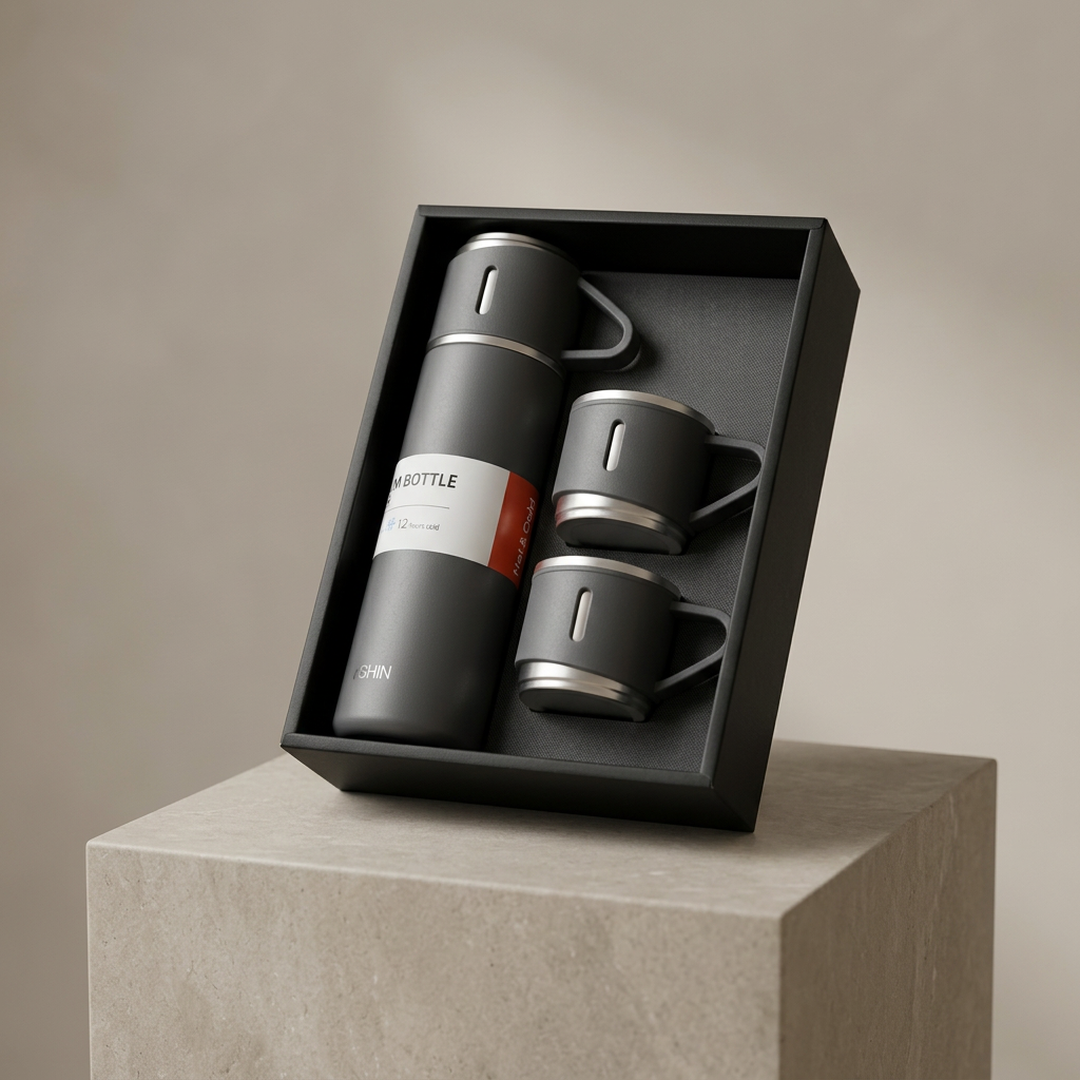 Stylish Vacuum Flask Set Stainless Steel Hot Cold 12Hr